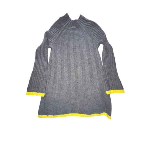 Anthropologie Arsenau Sweater Dress Gray Yellow Ribbed Knit Bell Sleeve Size XS - Picture 3 of 8